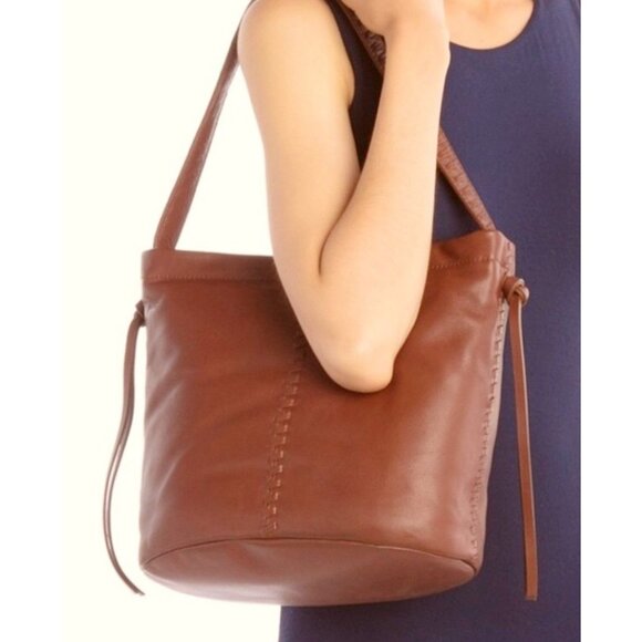 Kooba Handbags - Kooba Limon Leather Woven Braided Accent Plaid Lined Hobo Shoulder Bag Brown